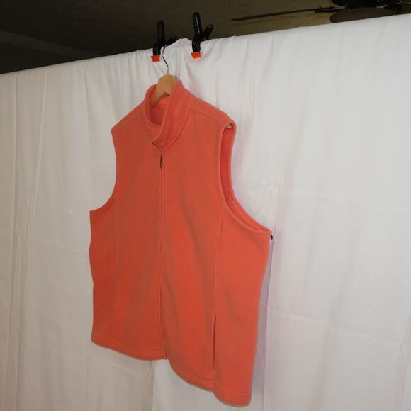 LL Bean Lycra Spandex Flannel Vest Size 2X Zip Front Two front pockets Pumpkin - Picture 8 of 16
